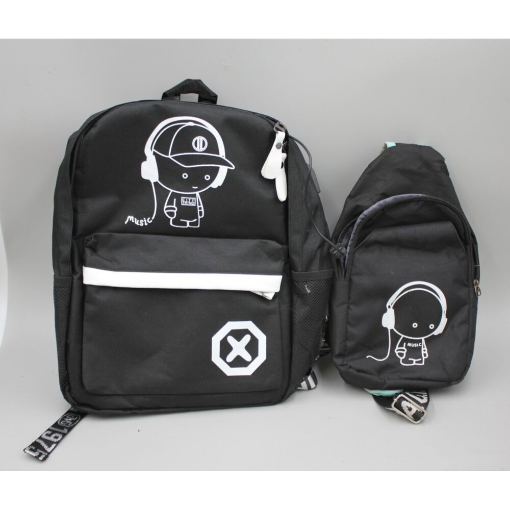 QTY:2 Kinouchi Limited Edition Black White Backpack & Sling Pack (minor damage)